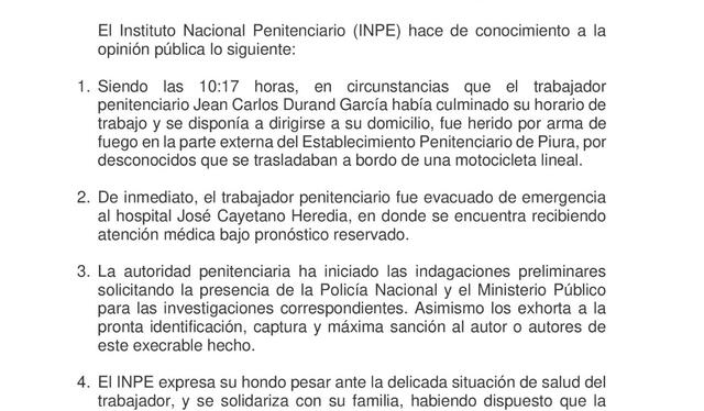 INPE emitió un comunicado sobre el ataque. Foto: INPE 