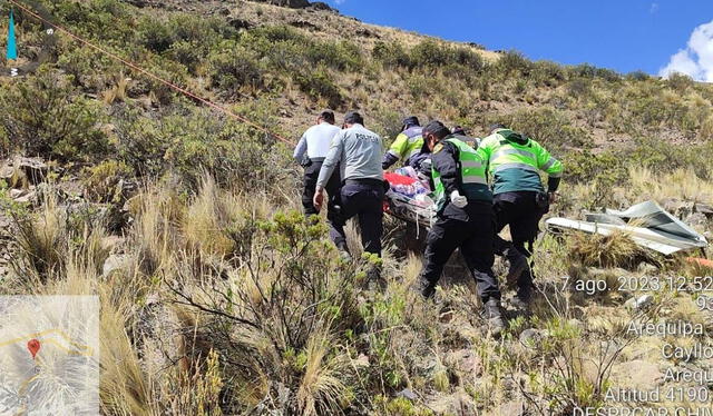  Afectados fueron evacuados al centro de salud de Chivay. Foto: cortesía PNP   