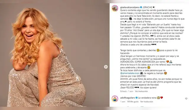 Gisela Valcárcel no estará en televisión en este 2023. Foto: Instagram Gisela Valcárcel   