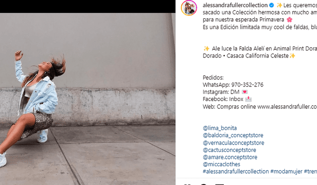  Ale Fuller modela y promociona las prendas de su emprendimiento. Foto: Alessandra Fuller Collection/Instagram   