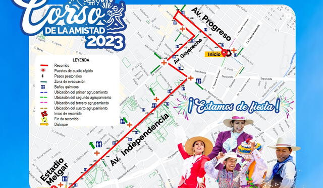  Recorrido del corso de la amistad 2023 en Arequipa. Foto: Municipalidad de Arequipa   