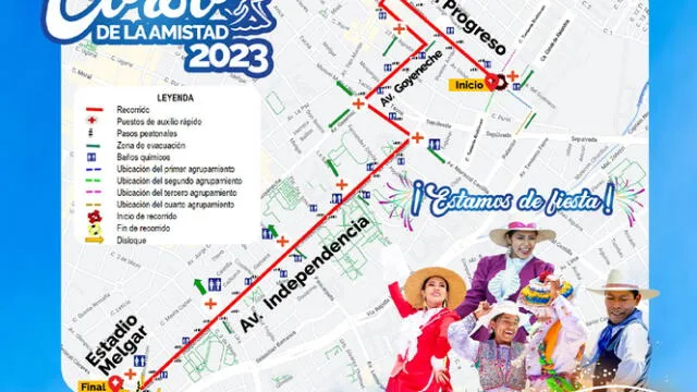  Recorrido oficial para este Corso de la Amistad. Foto: Facebook Municipalidad Provincial de Arequipa   