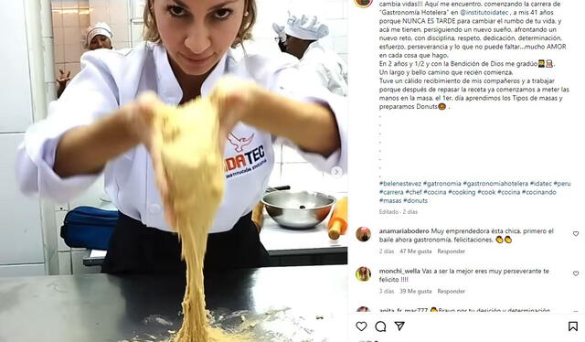 Belén Estévez decidió estudiar Gastronomía tras su paso por 'El gran chef: famosos'. Foto: Instagram Belén Estévez   