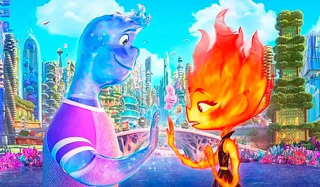 Nilo y Candela son los personajes principales de 'Elemental'. Foto: Disney   