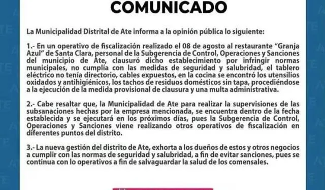  Municipalidad de Ate responde.   