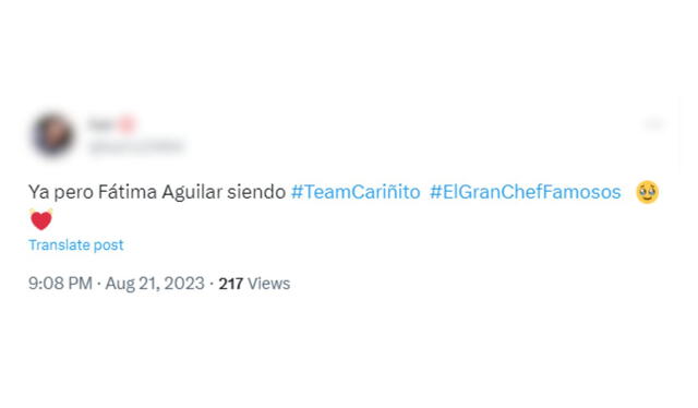 Usuarios apoyan a Fátima Aguilar por ser Team Cariñito. Foto: Twitter  