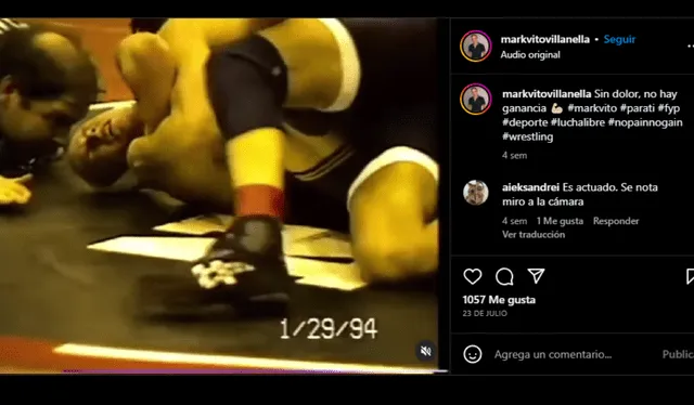  Mark Vito en una competencia de freestyle wrestling. Foto: captura/@markvitovillanella/Instagram   