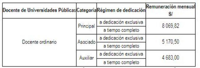 Escala salarial de docentes universitarios. Foto: El Peruano    