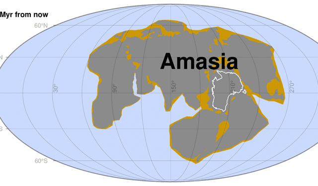  Amasia, el próximo supercontinente de la Tierra. Foto: Universidad de Curtin   