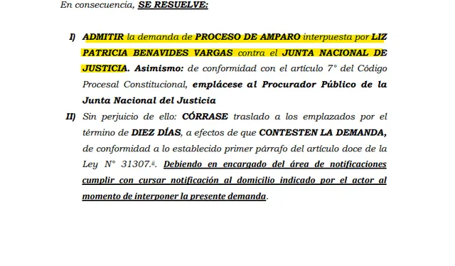  Extracto de la resolución del Poder Judicial. Foto: PJ   