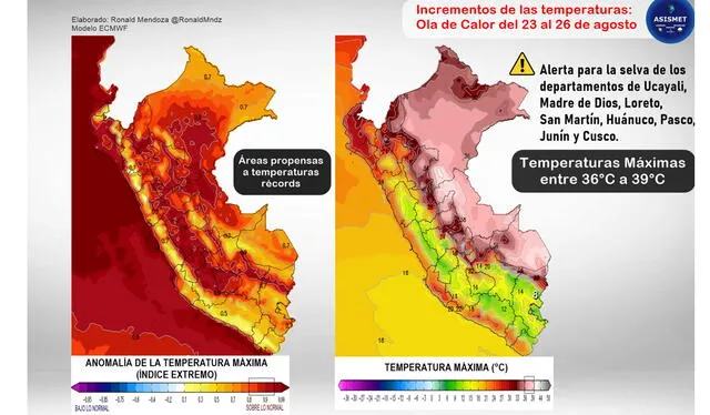  Se estima la llegada de una masa de aire aún más caliente. Foto: Asismet 