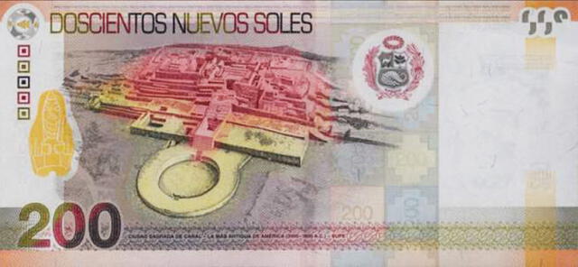 La ciudad de Caral en el billete de S/200. Foto: BCR 