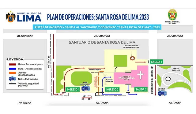PNP estableció rutas de acceso al Santuario de Santa Rosa de Lima. Foto: MML    