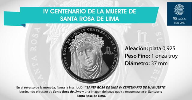 El BCR solo lanzó 5.000 ejemplares de la moneda de S/1 de Santa Rosa de Lima. Foto: BCR   