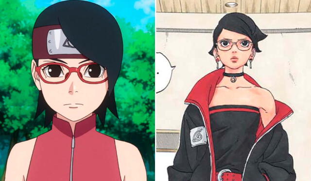 Uno de los cambios que más impactó fue el de Sarada Uchiha, hija de Sasuke y Sakura. Foto: composición LR/Pierrot/Shūeisha   