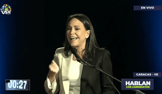 María Corina Machado estuve presente en el debate 'Hablan los candidatos' que se realizó en Caracas en julio de 2023. Foto: captura/VPITV   