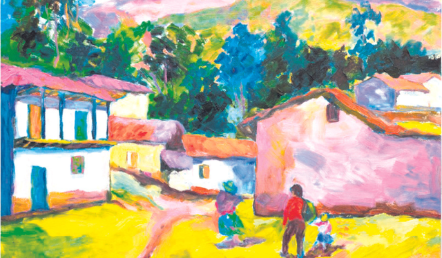  Rural. ‘Piscos’, una pintura en la que expone la vida campesina. Foto: difusión    