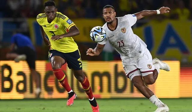 Venezuela no pudo llevarse el triunfo ante Colombia en la primera fecha de las Eliminatorias 2026. Foto: AFP   