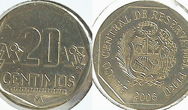 20 céntimos, 20 céntimos de 2006, monedas, monedas peruanas, monedas del Perú