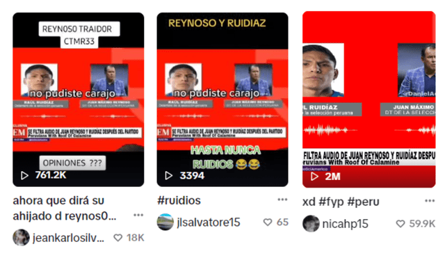  Supuesto "audio de Reynoso y Ruidíaz" se viralizó en TikTok. Foto: captura TikTok   