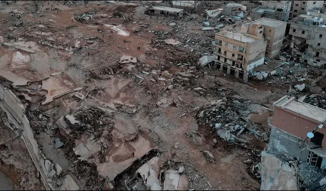 Paso del ciclón Daniel dejó miles de muertos, heridos y desaparecidos en Libia. Foto: AFP   