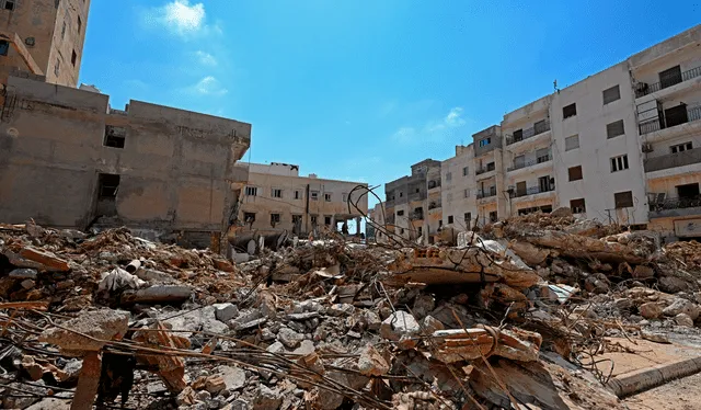 E paso del ciclón Daniel en Derna, Libia, dejó un escenario devastador. Foto: AFP   