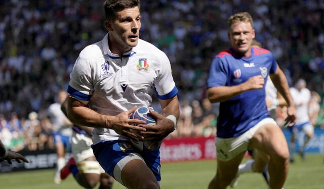 Italia derrotó por 52 a 8 a Namibia en su debut. Foto: AFP 