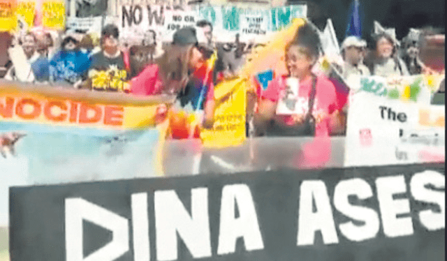  En contra. Peruanos en el exterior protestan contra Boluarte. Foto: difusión 