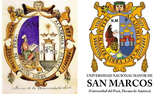 Escudo de la UNMSM a lo largo de los años. Foto: composición LR/Facebook/Universidad Nacional de San Marcos   