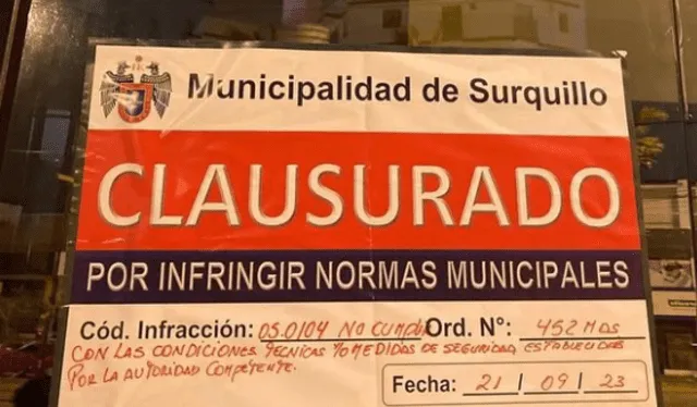  USMP. Municipalidad de Surquillo clausuró sede de la universidad el último 21 de septiembre. Foto: cortesía de La República.   