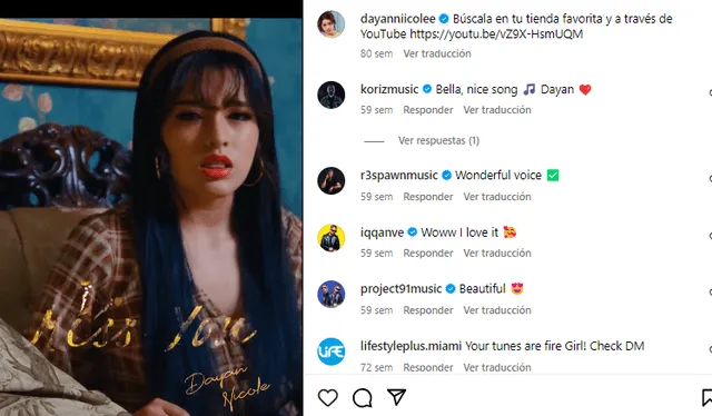 Dayan Nicole comparte con sus seguidores algunas de sus canciones en redes sociales. Foto: Dayan Nicole/Instagram    