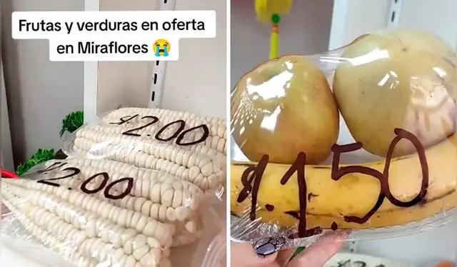 Usuaria de TikTok muestra precios económicos de frutas y verduras en market de Miraflores. Foto: composición LR/TikTok   