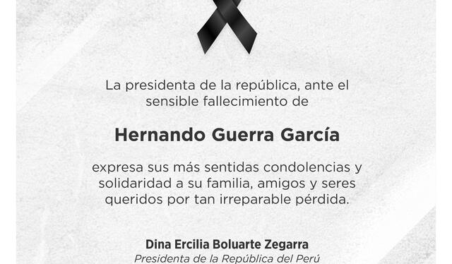 La presidenta de la República envió sus condolencias a la familia. Foto: Twitter   