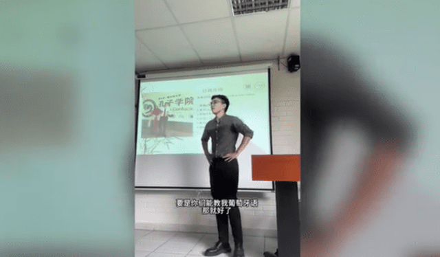Profesor chino enseña varios idiomas. Foto: captura de TikTok   