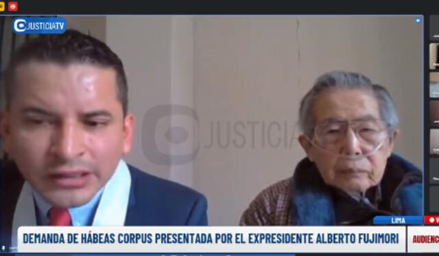 Alberto Fujimori y su abogado se presentaron este miércoles 4 de octubre en el Poder Judicial Foto: Justicia TV   