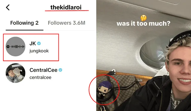  Cantante The Kid LAROI sigue a Jungkook en TikTok. Foto: Compisición LR/ Captura TikTok/ The Kid LAROI   