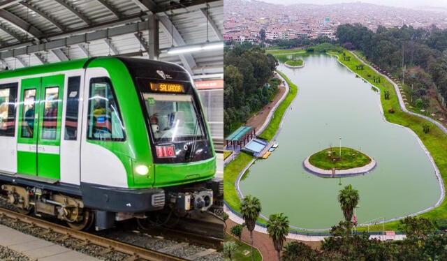  Villa El Salvador, que tiene al tren eléctrico como popular servicio de transporte público, ostenta el parque zonal más grande de todo Lima. Foto: composición LR/difusión/Andina   