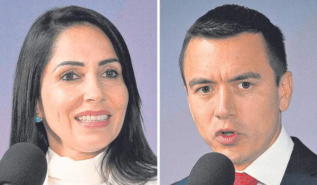 Antagónicos. Luisa González es política de confianza del fugitivo Rafael Correa. En tanto, Daniel Noboa es hijo de un conocido magnate. Foto: EFE   