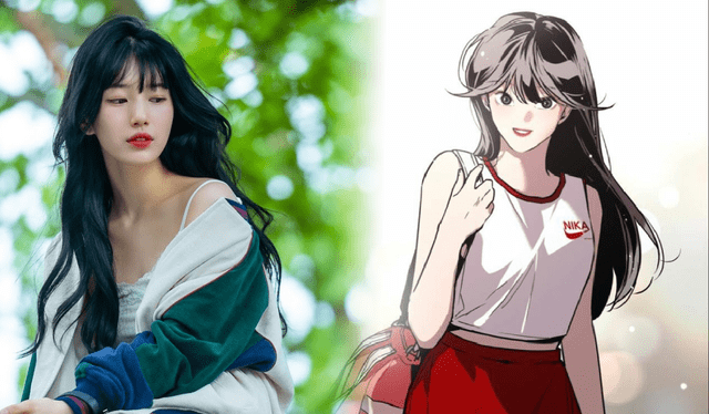  Suzy impacta con su gran parecido al personaje del webtoon. Foto: composición LR/Netflix    