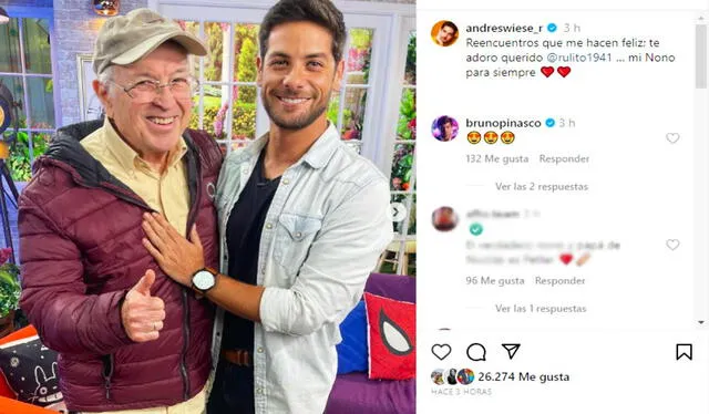 Andrés Wiese emocionó a fans de 'Al fondo hay sitio' por foto con 'Rulito' Pinasco. Foto: captura de Instagram   