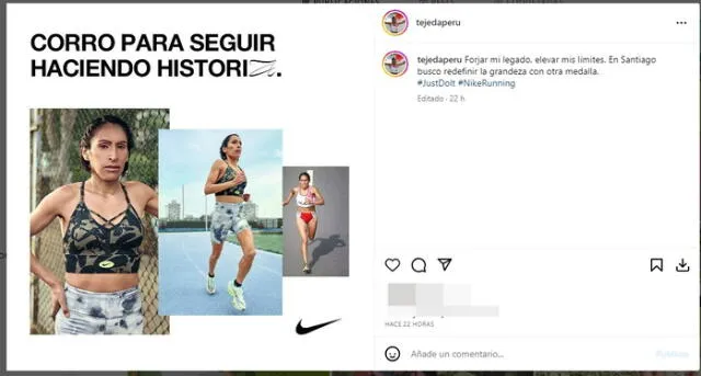 Mensaje de Tejeda en sus redes sociales. Foto: Captura Instagram   