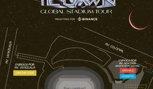  Conoce el mapa del ingreso para el concierto de The Weeknd. Foto: Teleticket   