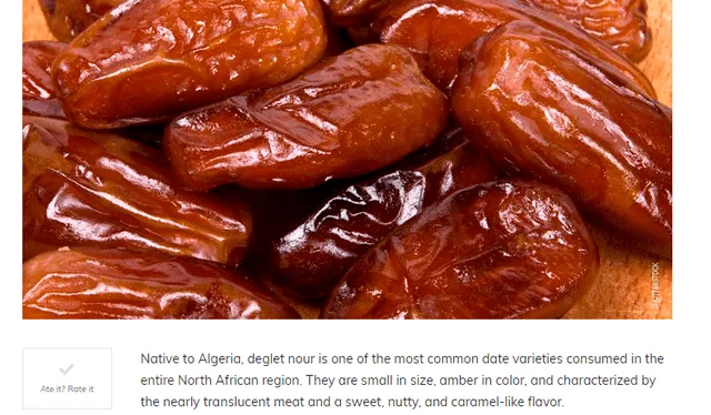 El deglet nour de Argelia es la mejor fruta del mundo, según Taste Atlas. Foto: Taste Atlas 