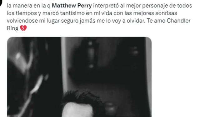  Fans lamentan partida de Matthew Perry. Foto: Twitter   