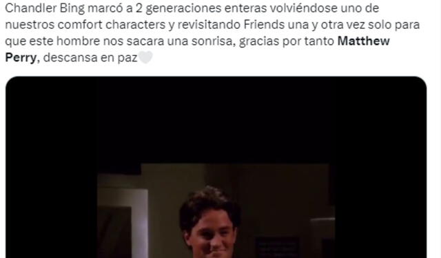  Fans lamentan partida de Matthew Perry. Foto: Twitter   