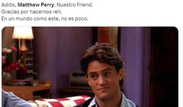  Fans lamentan partida de Matthew Perry. Foto: Twitter   