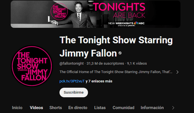  Canal de YouTube de The Tonight Show de Jimmy Fallon. Foto: Captura   