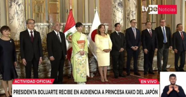 Princesa Kako junto a Boluarte. Foto: captura TV Perú 