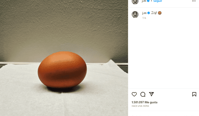 Foto del huevo en el Instagram de Jimin. Foto: captura de Instagram/Jimin   