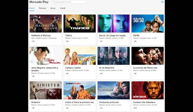 En la plataforma de Mercado Play podrás encontrar películas, series, documentales, entre otros. Foto: composición LR/captura de Mercado Play   